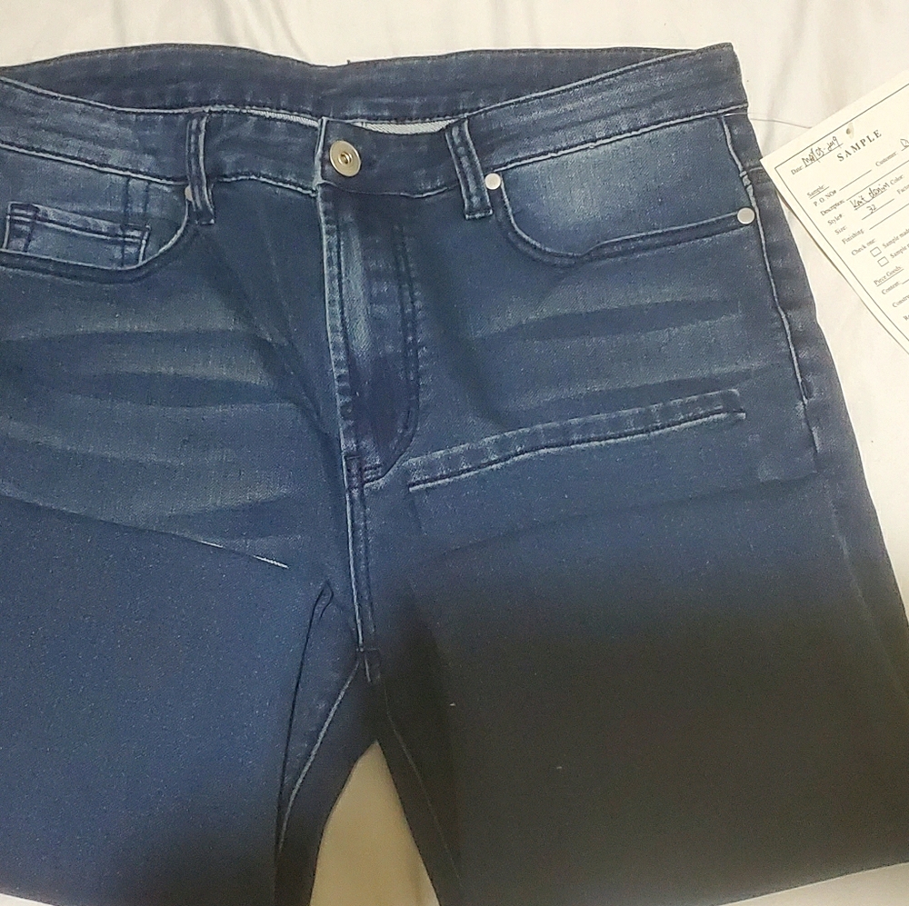 Blue Knit Denim Slim Fit Jeans